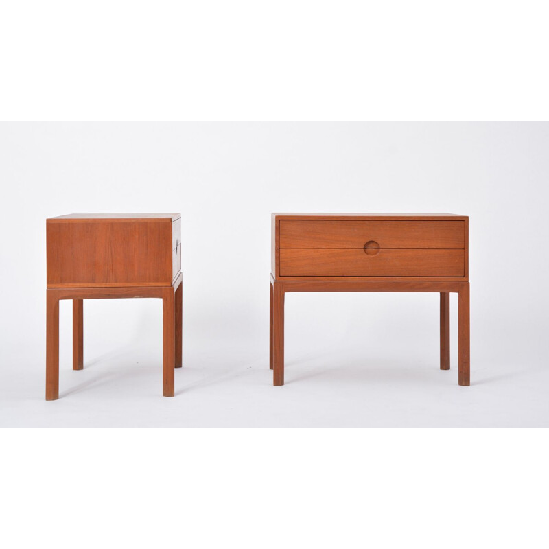 Set of 2 vintage scandinavian teak night stands for Odder 1950