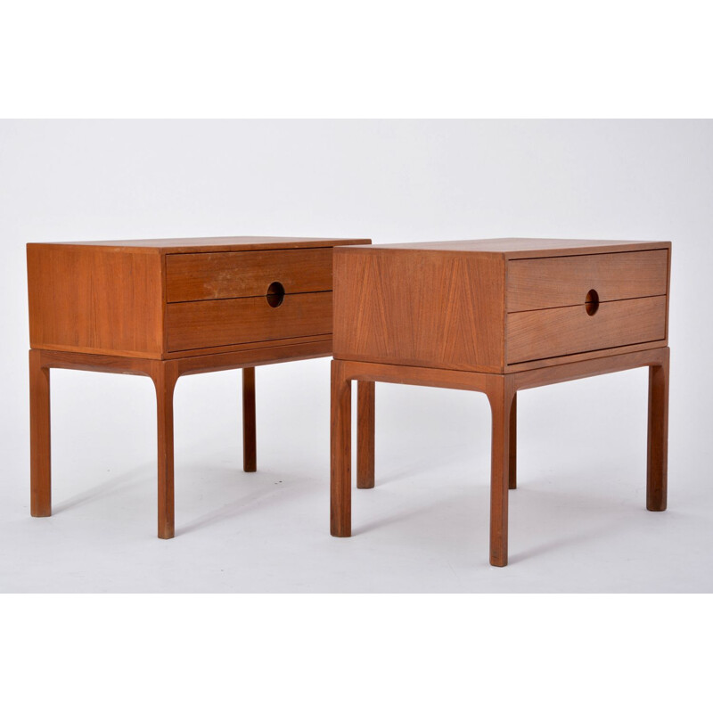 Set of 2 vintage scandinavian teak night stands for Odder 1950