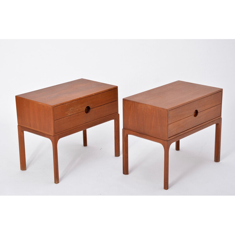 Set of 2 vintage scandinavian teak night stands for Odder 1950