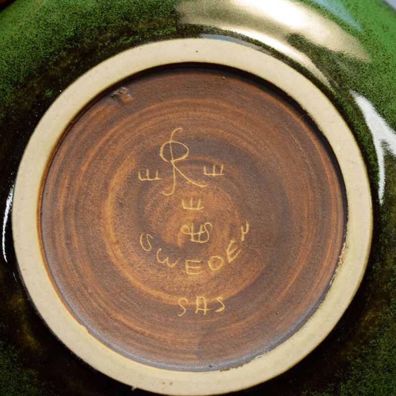 Vintage green ceramic bowl for Rörstrand