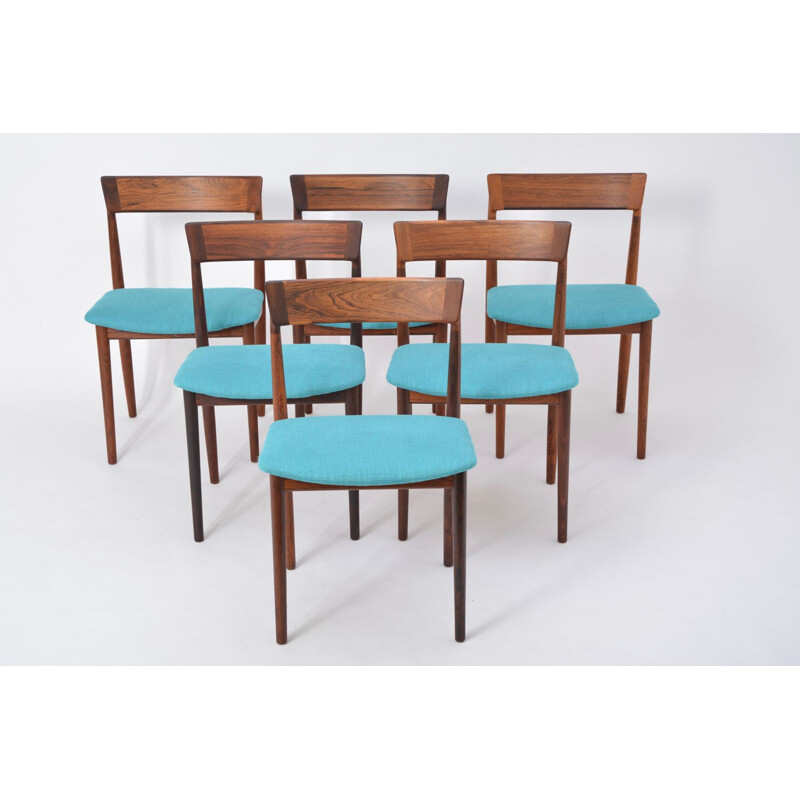 Set of 6 blue chairs in rosewood