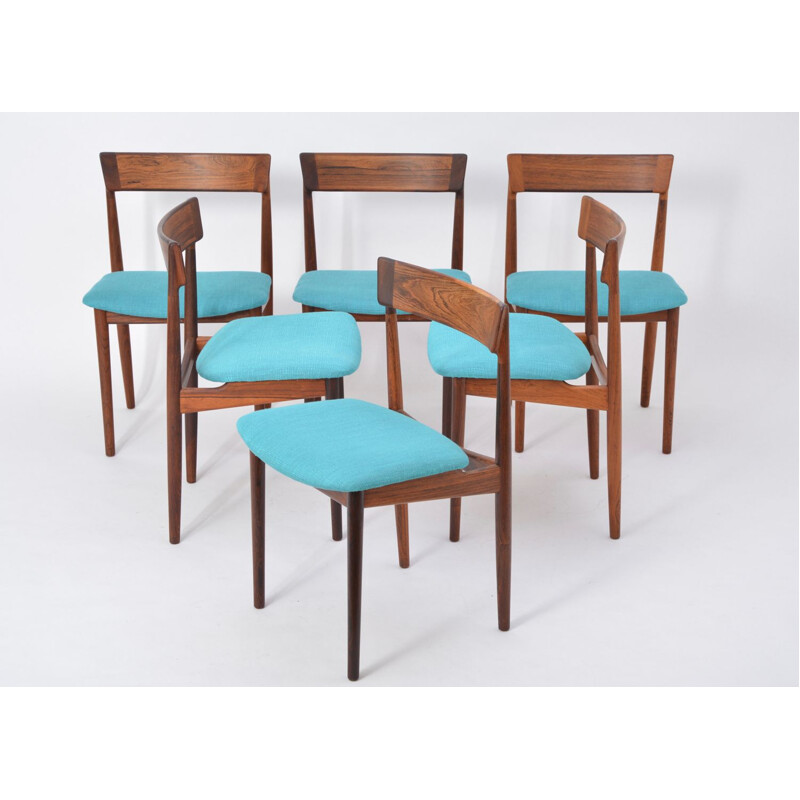 Set of 6 blue chairs in rosewood