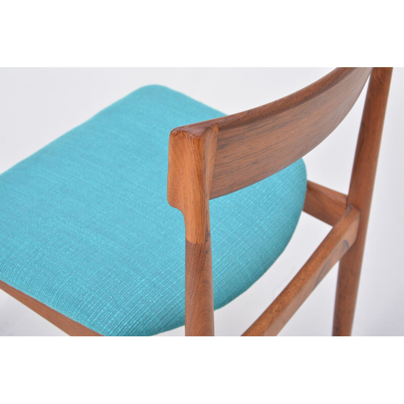 Set of 6 blue chairs in rosewood