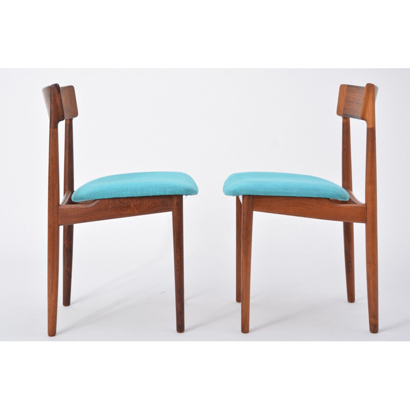 Set of 6 blue chairs in rosewood