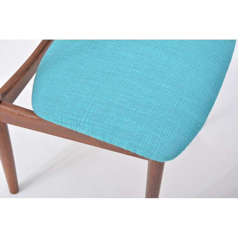 Set of 6 blue chairs in rosewood