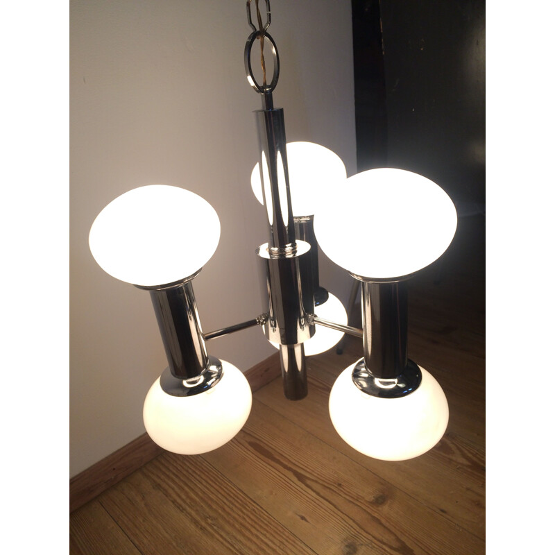 Vintage silvered pendant lamp, italian style