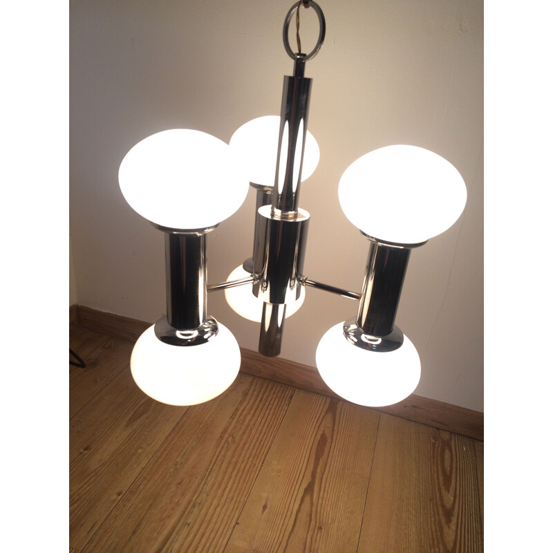 Vintage silvered pendant lamp, italian style