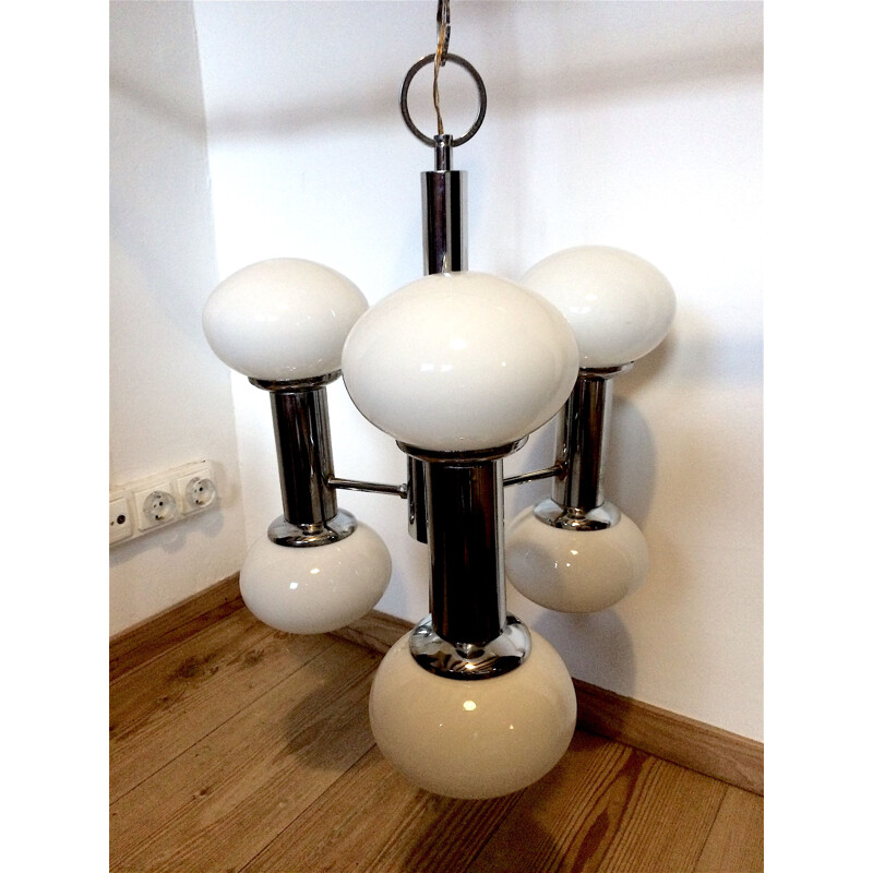 Vintage silvered pendant lamp, italian style