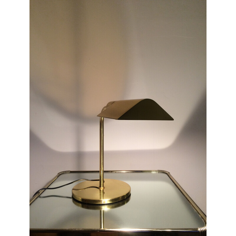 Lampe dorée vintage en métal chromé