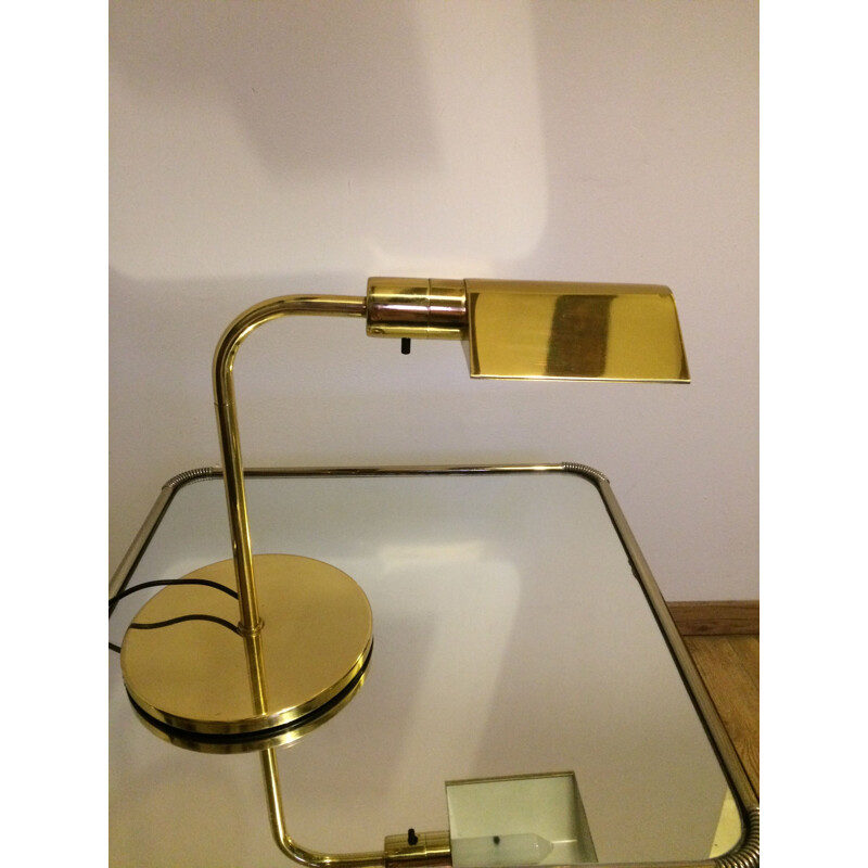 Lampe dorée vintage en métal chromé