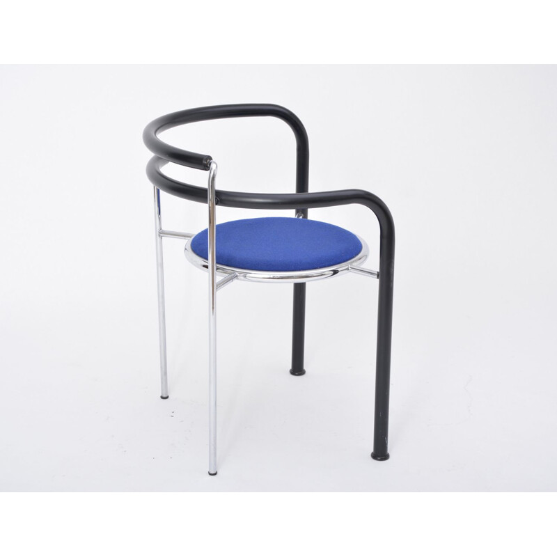 Dark Horse chair in metal and blue fabric