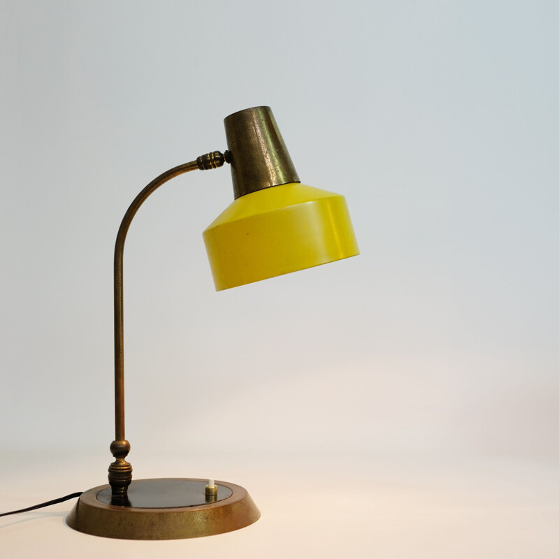 Yellow metal and brass desk lamp