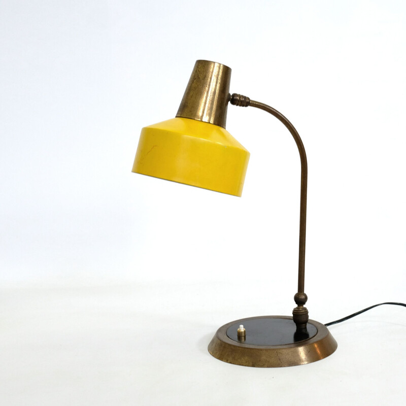 Yellow metal and brass desk lamp