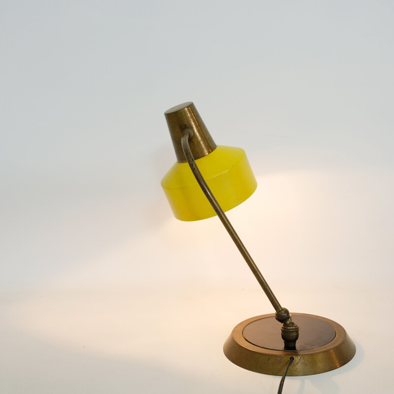 Yellow metal and brass desk lamp