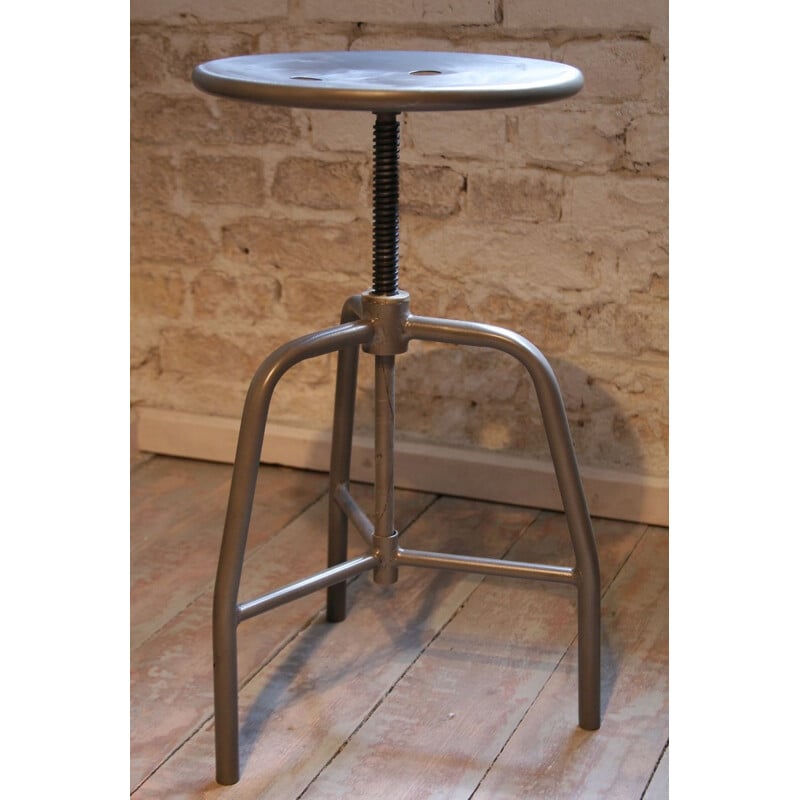 Vintage black steel swivel stool