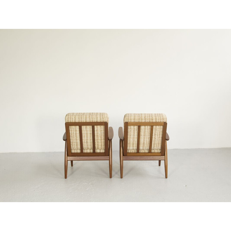 Set of 2 vintage Danish armchairs in solid teak