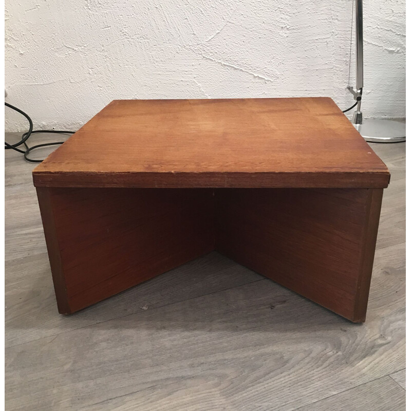 Vintage coffee table in wood by Pierre Guariche