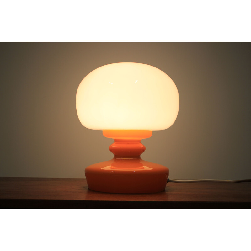 Lampe vintage orange en verre 1970