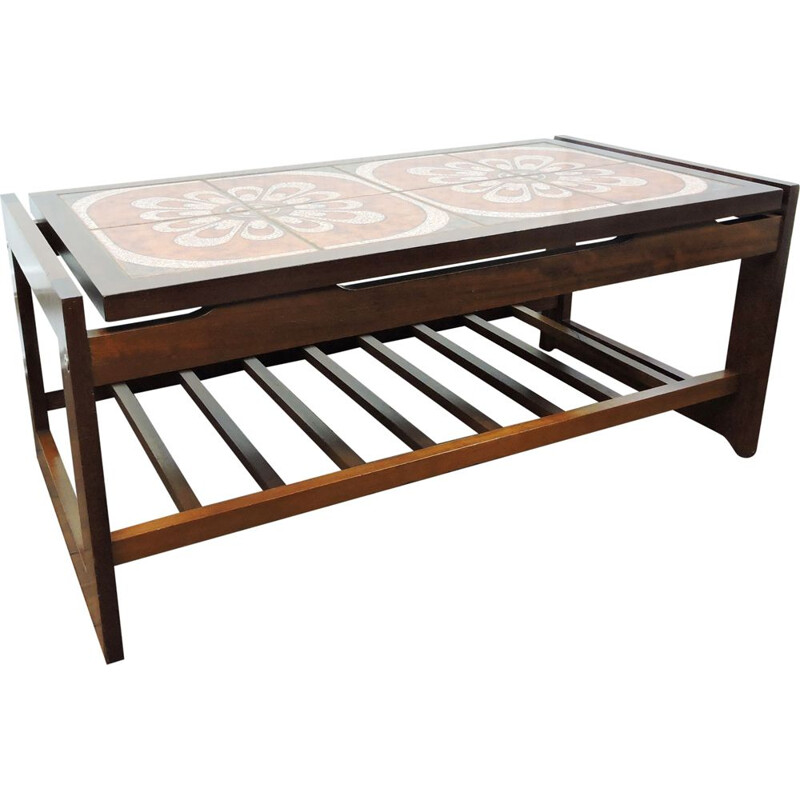 Vintage coffee table in teak and tile