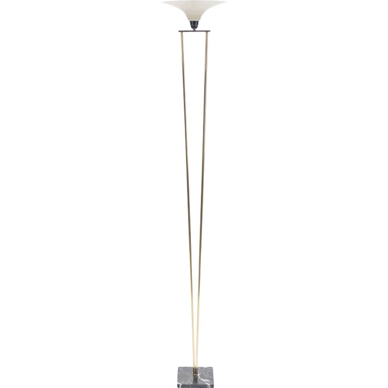 Vintage Italian floor lamp in brass and opaline by Stilnovo