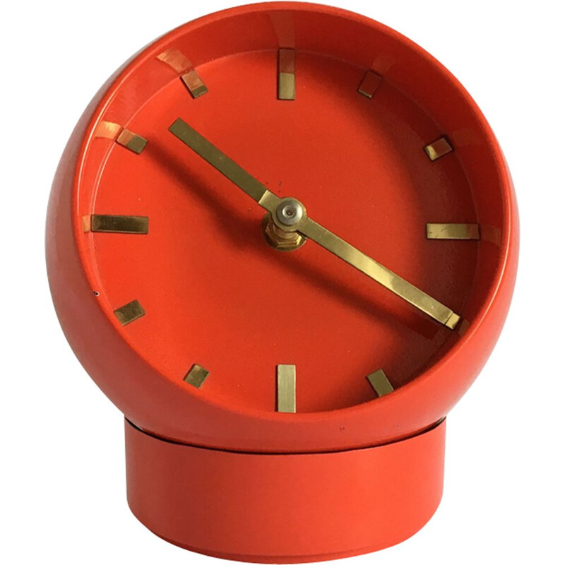 Vintage space age table clock in red plastic 1970