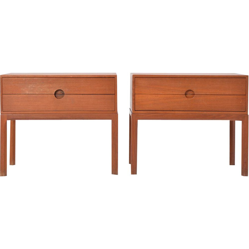 Set of 2 vintage scandinavian teak night stands for Odder 1950