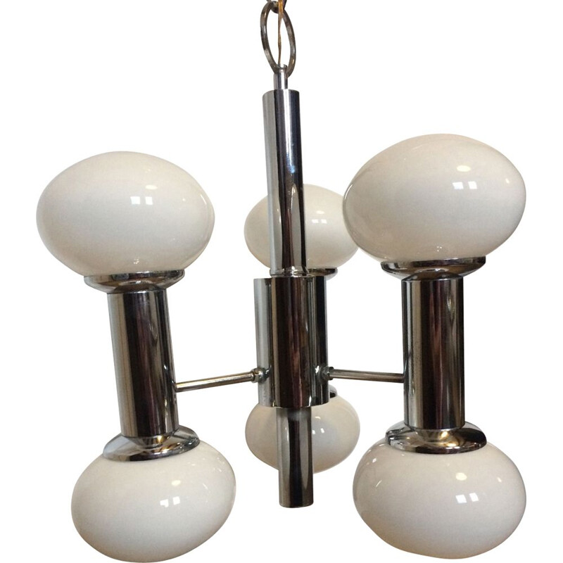 Vintage silvered pendant lamp, italian style
