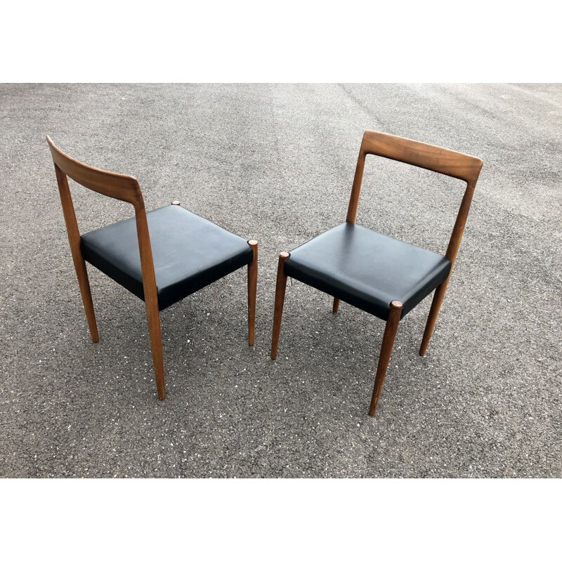 Set of 4 vintage balck chairs by Lübke in leatherette 1960