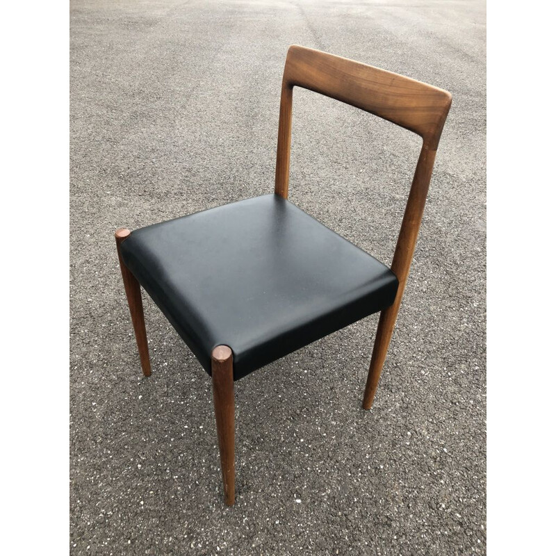 Set of 4 vintage balck chairs by Lübke in leatherette 1960
