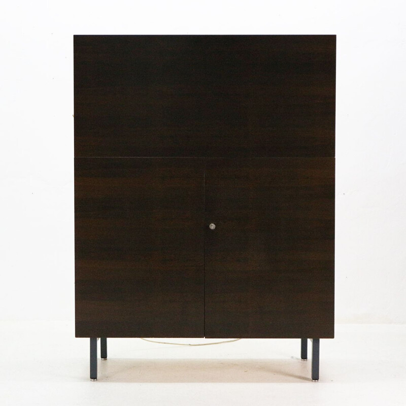 Vintage german office cabinet in dark walnut wood 1960