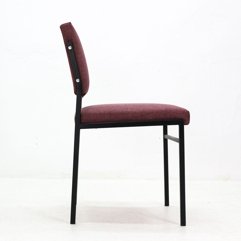 Vintage german chair in purple fabric and steel 1960