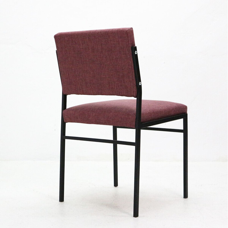 Vintage german chair in purple fabric and steel 1960