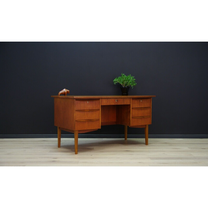 Vintage danish writing desk in teak 1970