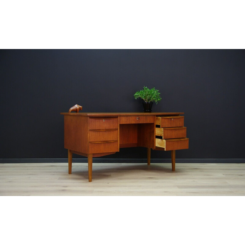 Vintage danish writing desk in teak 1970