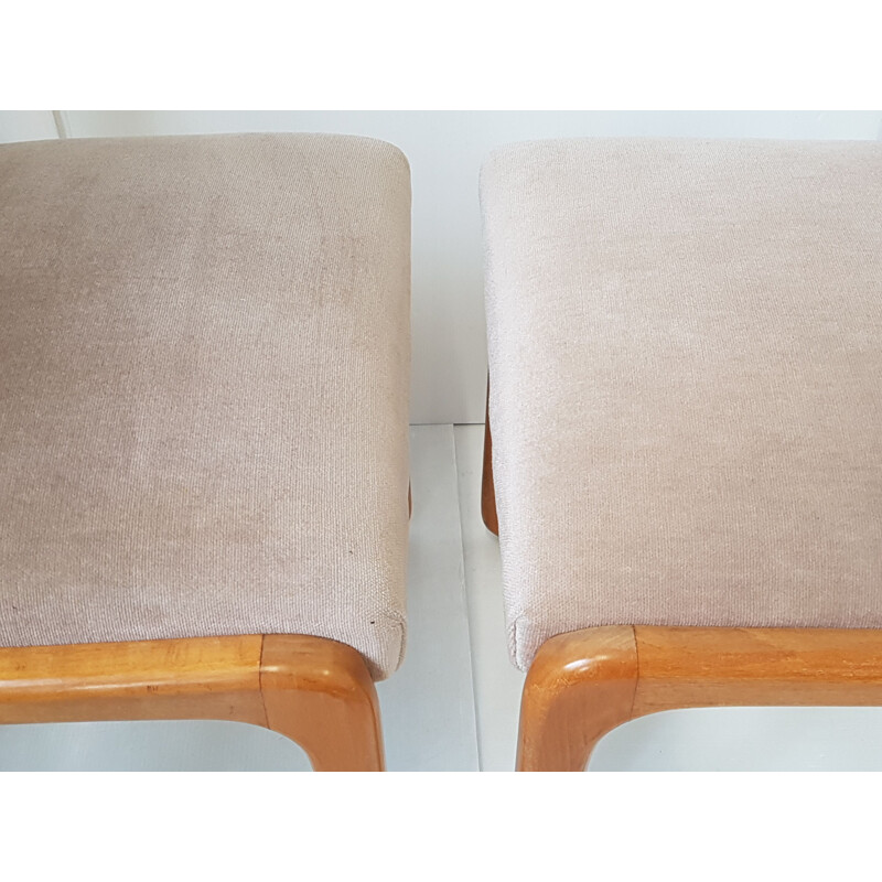 Pair of vintage Baumann sled chairs in beige velvet 1960