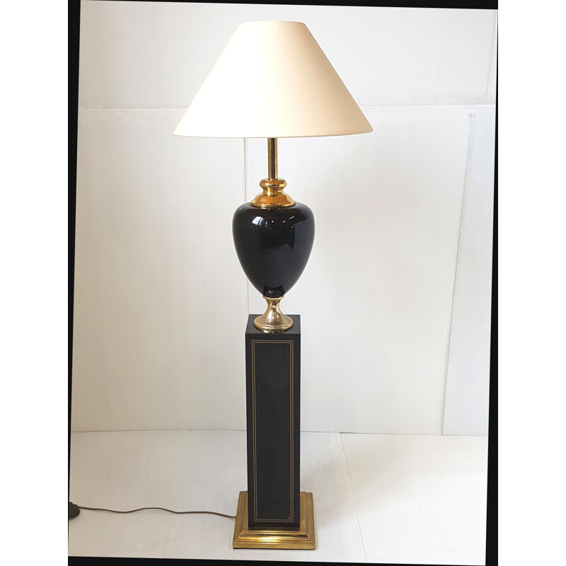 Maison Le Dauphin lámpara de pie vintage en acero negro 1970