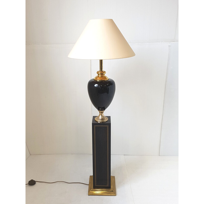 Vintage floorlamp by Maison Le Dauphin in black steel 1970