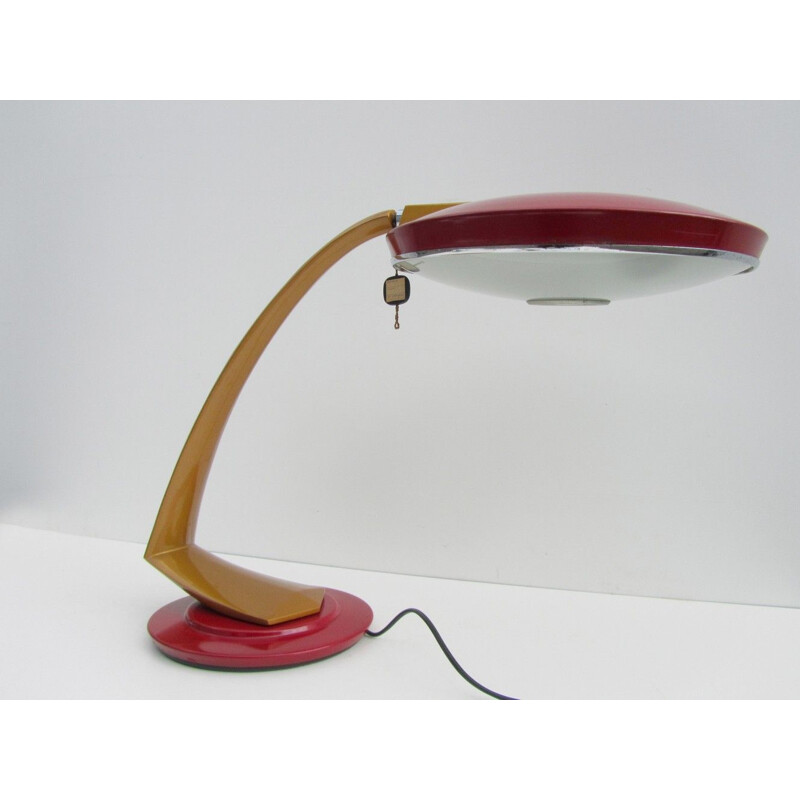 Vintage red Boomerang lamp for Fase in metal and glass