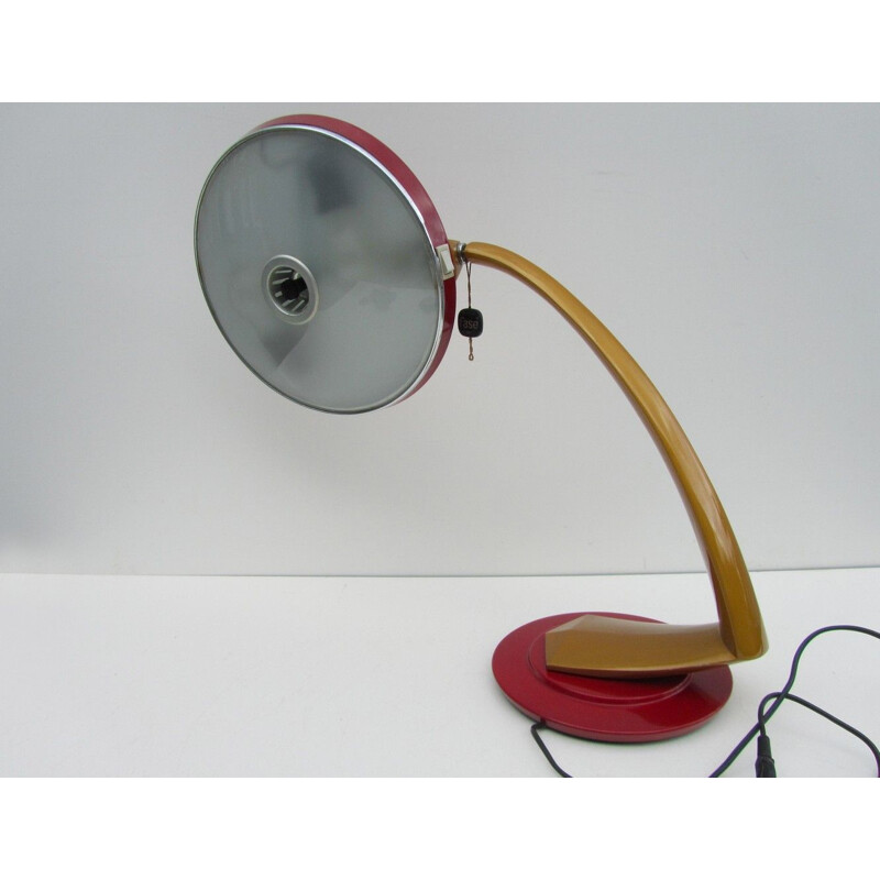 Vintage red Boomerang lamp for Fase in metal and glass