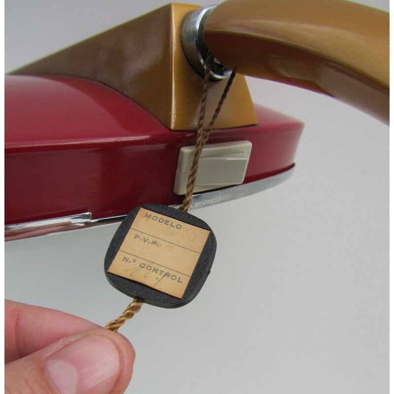 Lampe vintage Boomerang pour Fase en métal rouge et verre