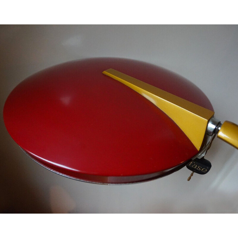 Vintage red Boomerang lamp for Fase in metal and glass