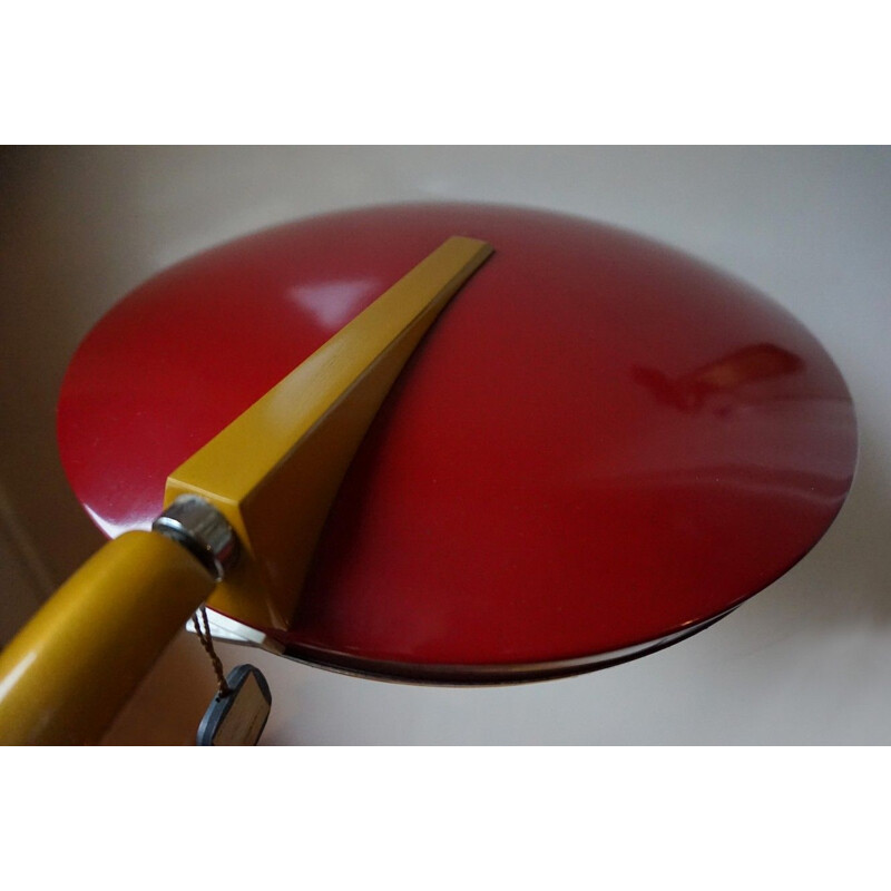 Vintage red Boomerang lamp for Fase in metal and glass