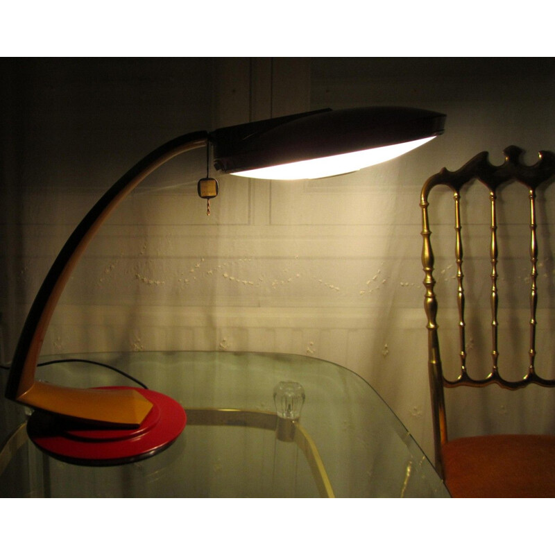 Lampe vintage Boomerang pour Fase en métal rouge et verre