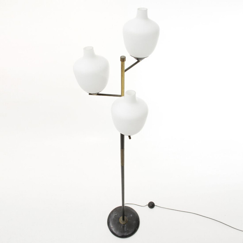 Vintage italian floor lamp in opaline and marble 1950