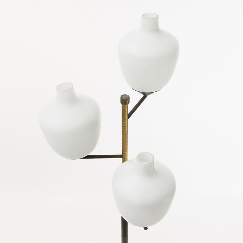 Vintage italian floor lamp in opaline and marble 1950