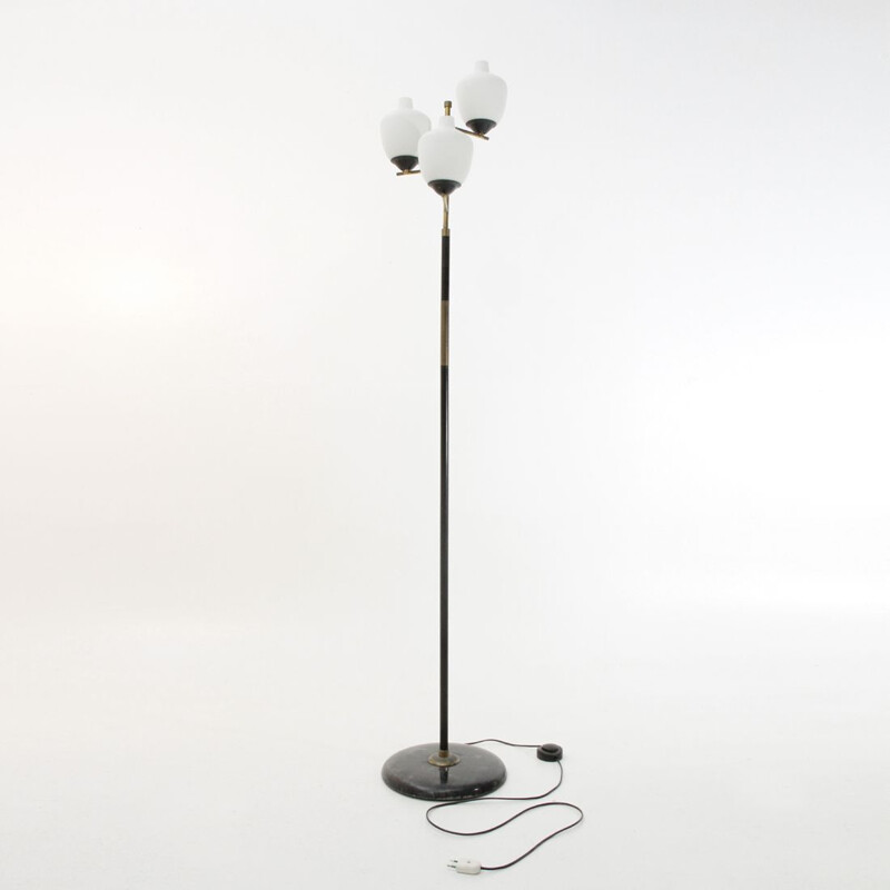 Vintage italian floor lamp in opaline and marble 1950