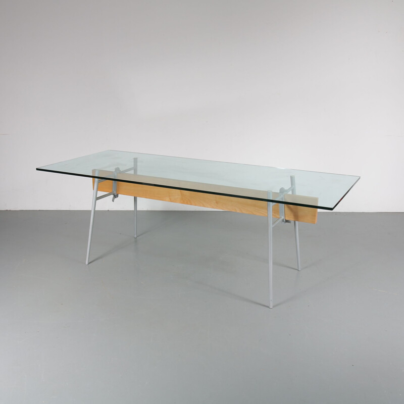 Vintage italian MT Minimum table in glass and metal by Starck 1990s