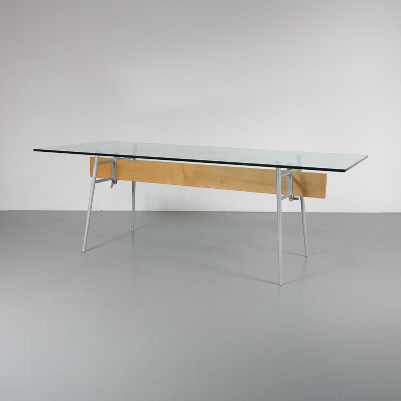 Vintage italian MT Minimum table in glass and metal by Starck 1990s