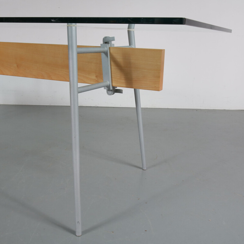 Vintage italian MT Minimum table in glass and metal by Starck 1990s