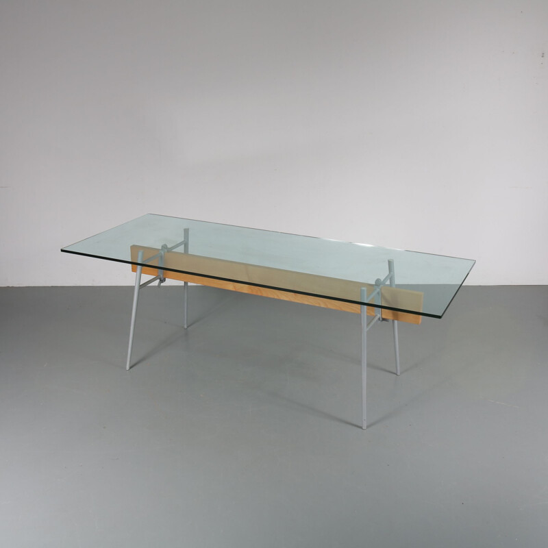 Vintage italian MT Minimum table in glass and metal by Starck 1990s